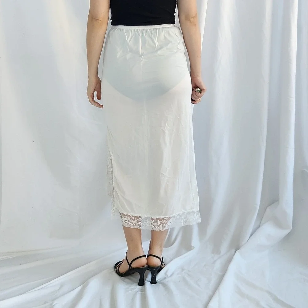 80s/90s White‎ Nylon Maxi Slip - Picture 3 of 6